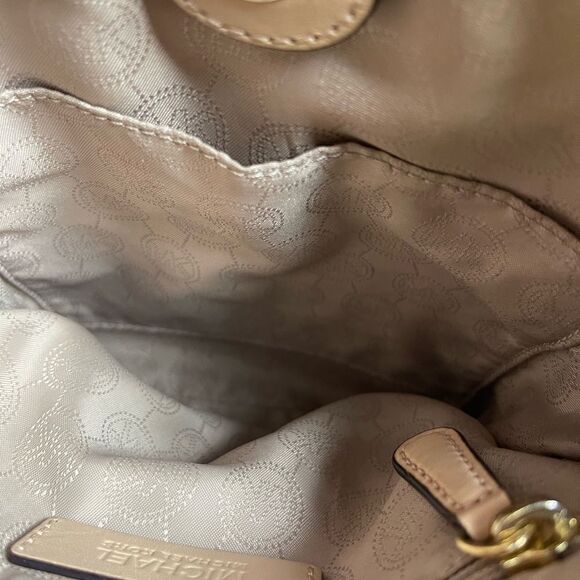 Michael Kors Monogram brown coated canvas tan leather trim small crossbo… - Picture 9 of 15